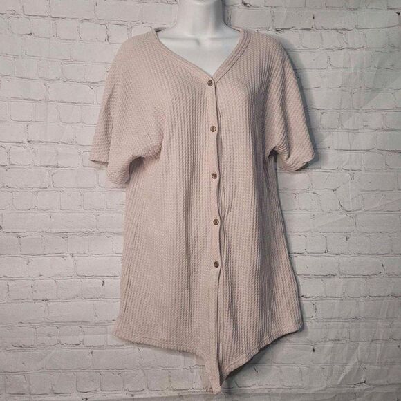 Women's Waffle Knit Short Sleeve Top Small - Picture 1 of 4